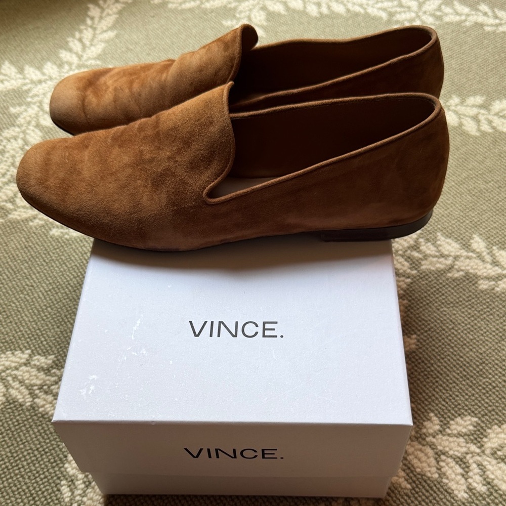 Vince Men's Tan Suede Slip-On Loafers